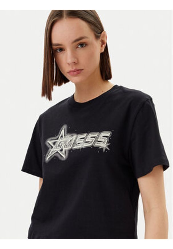 Guess T-Shirt V5GI12 K9RM1 Czarny Boxy Fit. Kolor: czarny. Materiał: bawełna