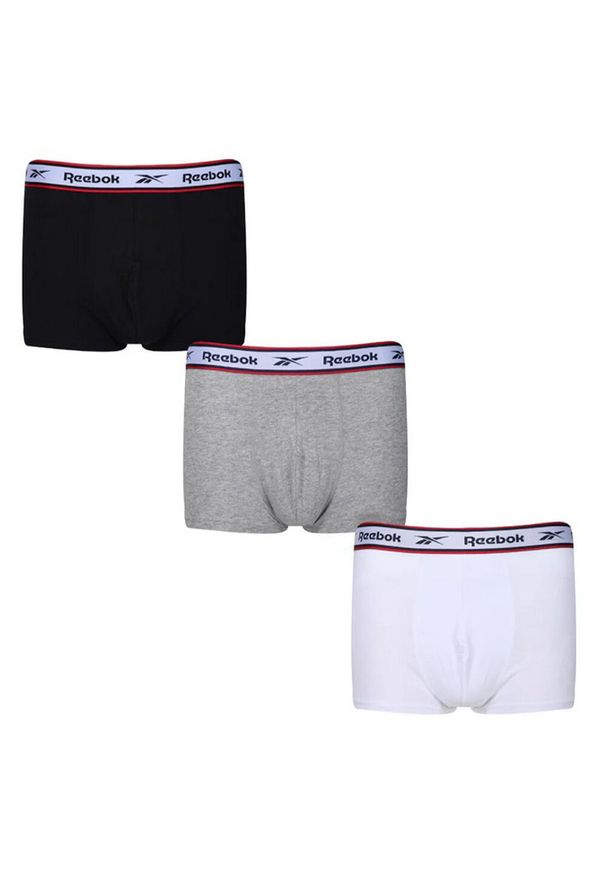 Reebok - Męskie Kąpielówki Barlow (zestaw 3 Sztuk). Kolor: czarny, szary, biały, wielokolorowy. Styl: sportowy