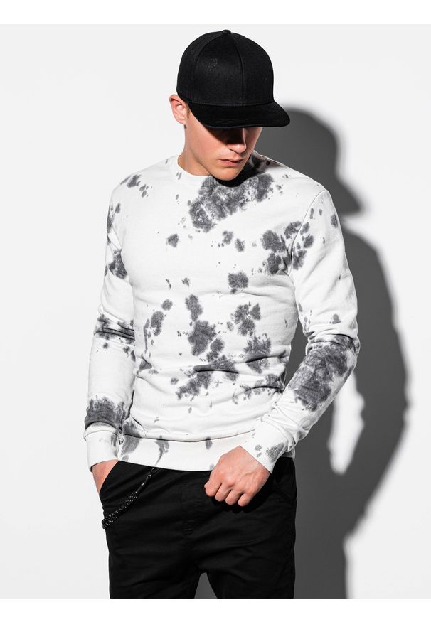 Biała bluza Ombre Clothing bez kaptura, klasyczna