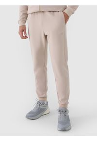 4f - 4F Spodnie dresowe joggery męskie - beżowe XXL. Kolor: beżowy. Materiał: dresówka. Wzór: ze splotem #2