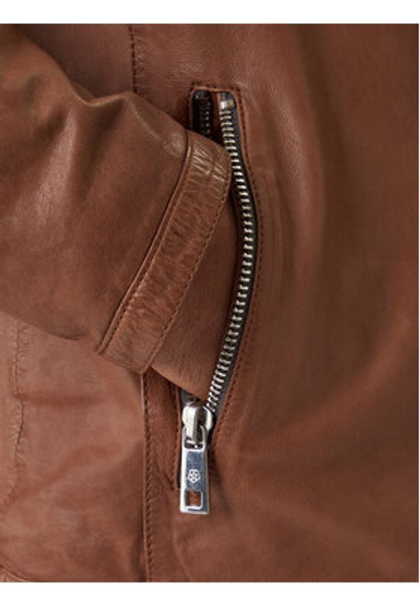 Milestone Kurtka skórzana Oliverio 611099 60770 Brązowy Regular Fit. Kolor: brązowy. Materiał: skóra