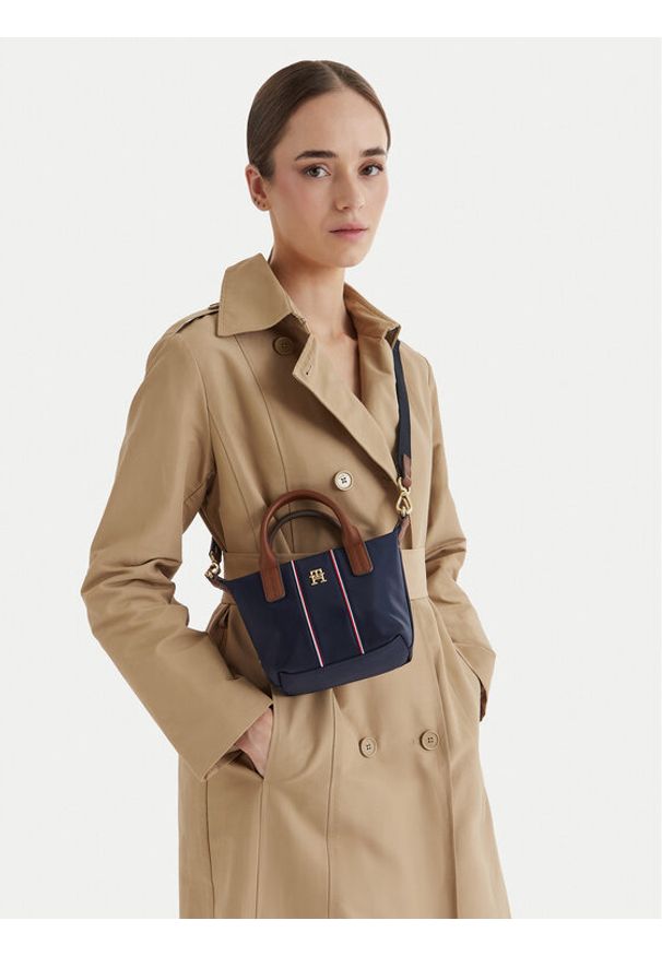 TOMMY HILFIGER - Tommy Hilfiger Torebka Popette Micro Tote Corp AW0AW18552 Granatowy. Kolor: niebieski