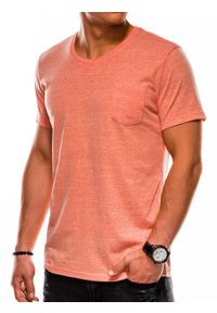 Ombre Clothing - T-shirt męski bez nadruku BASIC S1045 - pomarańczowy - XXL. Kolor: pomarańczowy. Materiał: poliester, wiskoza, bawełna #3