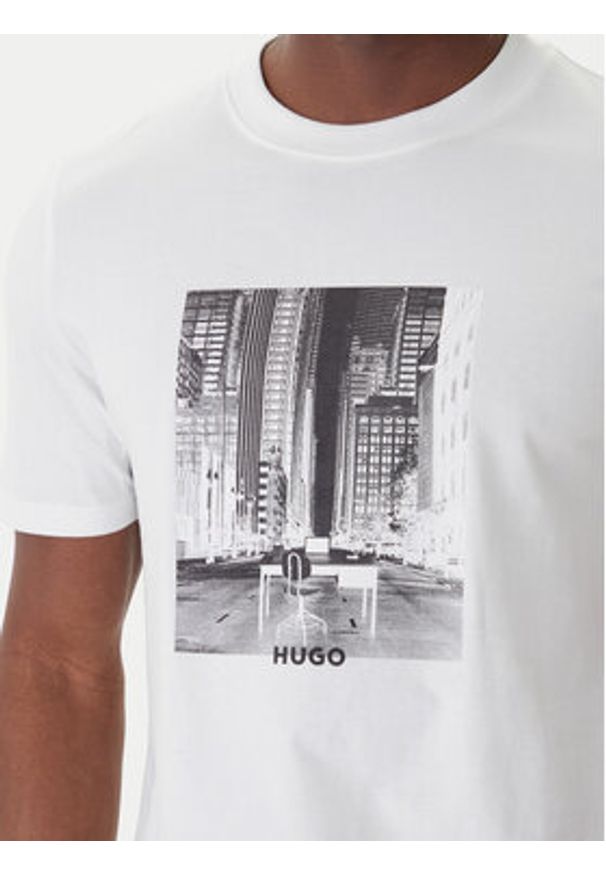 Hugo - HUGO T-Shirt Deyss 50553755 Biały Regular Fit. Kolor: biały. Materiał: bawełna