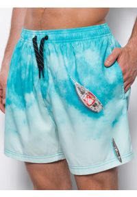 Ombre Clothing - Kąpielówki męskie tie dye - niebieskie V8 OM-SRBS-0125 - XXL. Kolor: niebieski. Materiał: poliester, materiał. Wzór: gładki
