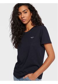 Pepe Jeans T-Shirt Wendy Chest PL505481 Granatowy Regular Fit. Kolor: niebieski. Materiał: bawełna