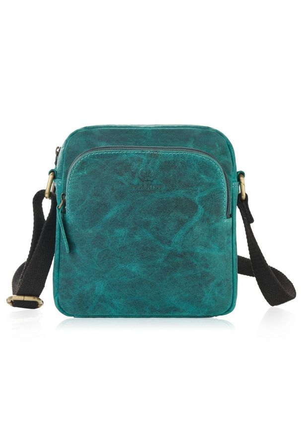 PAOLO PERUZZI - Skórzana listonoszka damska zielona vintage Paolo Peruzzi T-63-GR. Kolor: zielony. Materiał: skórzane. Styl: vintage. Rodzaj torebki: na ramię