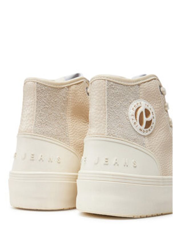 Pepe Jeans Trampki PLS31576 Écru. Materiał: skóra