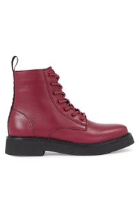 Tommy Jeans Botki Tjw Lace Up Flat EN0EN02310 Bordowy. Kolor: czerwony. Materiał: skóra #1