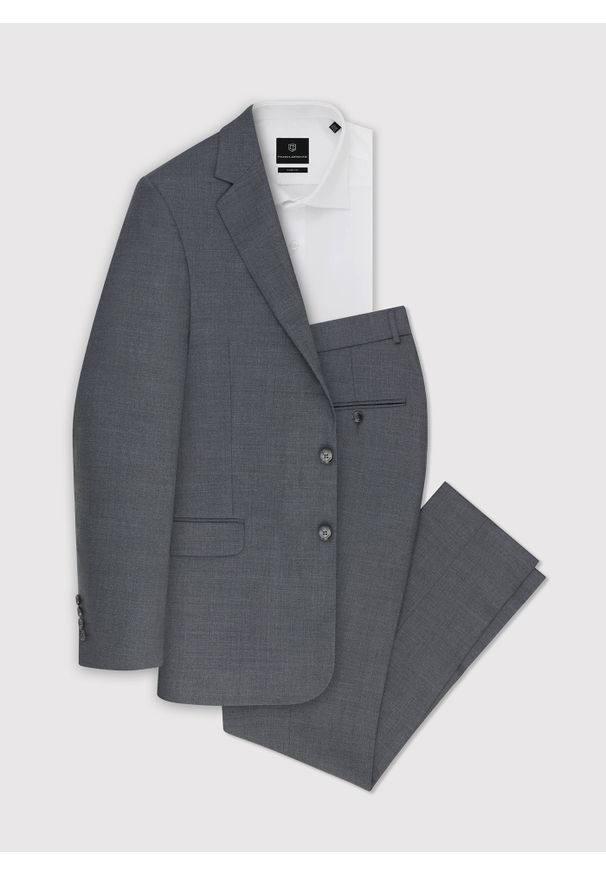 Pako Lorente - PAKO LORENTE – Szare wełniane spodnie garniturowe. Okazja: na wesele, na ślub cywilny. Kolor: szary. Materiał: wełna. Wzór: gładki. Styl: elegancki