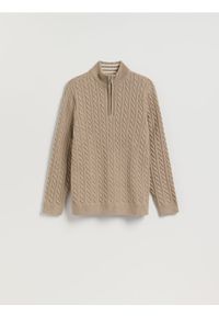Reserved - Sweter z domieszką wełny - beżowy. Kolor: beżowy. Materiał: wełna