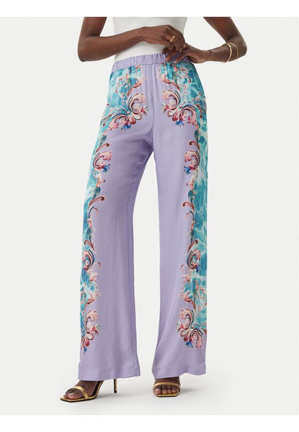 Versace Jeans Couture Spodnie materiałowe 80HAA1P2 NS830 Turkusowy Regular Fit. Kolor: turkusowy. Materiał: wiskoza