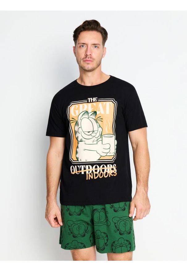 Sinsay - Bawełniana piżama dwuczęściowa z nadrukiem Garfield - wielobarwny. Materiał: bawełna. Wzór: nadruk