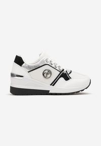 Born2be - Białe Sznurowane Sneakersy na Koturnie z Brokatem Lasima. Kolor: biały. Obcas: na koturnie #4