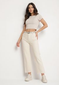 Born2be - Beżowe Jeansy z Bawełny z Ozdobnymi Kieszeniami Foluna. Okazja: na co dzień. Kolor: beżowy. Styl: casual #3