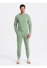 Ombre Clothing - Męski komplet dresowy bluza + spodnie joggery – zielony V3 Z79 - XXL. Kolor: zielony. Materiał: dresówka. Wzór: aplikacja #1