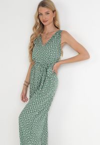 Born2be - Zielony Kombinezon z Wiskozy i Wiązanym Paskiem Anaphine. Kolor: zielony. Materiał: wiskoza. Sezon: lato. Styl: elegancki #5
