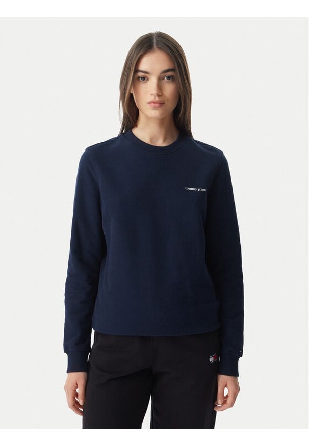 Tommy Jeans Bluza Ess Logo DW0DW22829 Granatowy Regular Fit. Kolor: niebieski. Materiał: bawełna