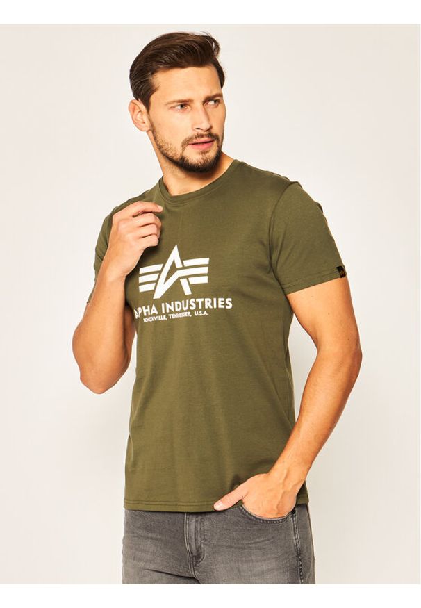 Alpha Industries T-Shirt Basic 100501 Zielony Regular Fit. Kolor: zielony. Materiał: bawełna