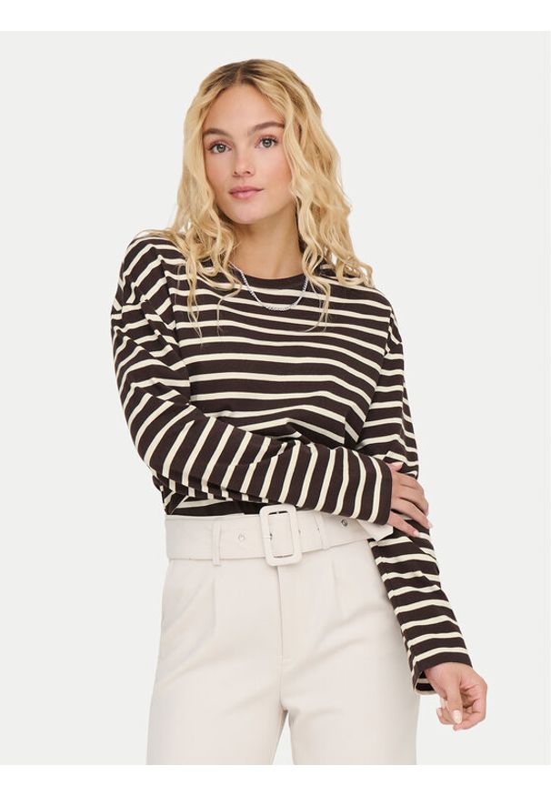 only - ONLY Bluzka New Soph 15337134 Brązowy Regular Fit. Kolor: brązowy. Materiał: bawełna