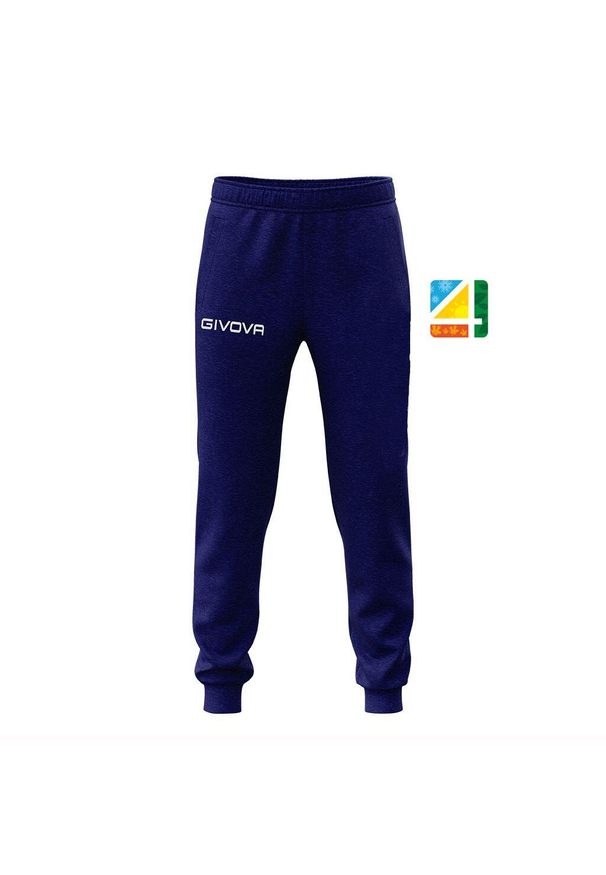 Spodnie do joggingu Givova King Navy XL - Komfort i Styl. Kolor: niebieski. Materiał: poliester, bawełna. Sport: bieganie