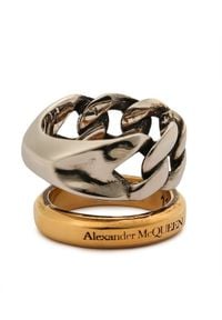 Alexander McQueen - ALEXANDER MCQUEEN - Pierścień z logo. Materiał: pozłacane, z mosiądzu. Kolor: srebrny