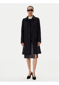 BOSS Płaszcz wełniany Cale 50550723 Czarny Relaxed Fit. Kolor: czarny. Materiał: wełna