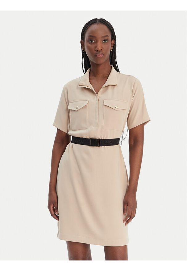 Liu Jo Sport Sukienka codzienna TA6020 TS923 Beżowy Regular Fit. Okazja: na co dzień. Kolor: beżowy. Materiał: syntetyk. Typ sukienki: sportowe, proste. Styl: casual, sportowy