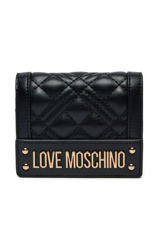 Love Moschino - LOVE MOSCHINO Mały Portfel Damski JC5601PP1LLA0000 Czarny. Kolor: czarny. Materiał: skóra