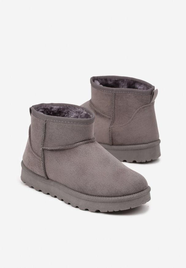 Renee - Szare Casualowe Ocieplane Śniegowce na Płaskiej Podeszwie Emelunetta. Okazja: na co dzień. Kolor: szary. Materiał: jeans, wełna. Sezon: zima. Obcas: na płaskiej podeszwie. Styl: casual