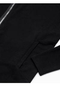 Ombre Clothing - Długa bluza męska rozpinana - czarna B1370 - XL. Kolor: czarny. Materiał: bawełna, poliester, dzianina. Długość: długie. Wzór: napisy, aplikacja. Styl: elegancki #4