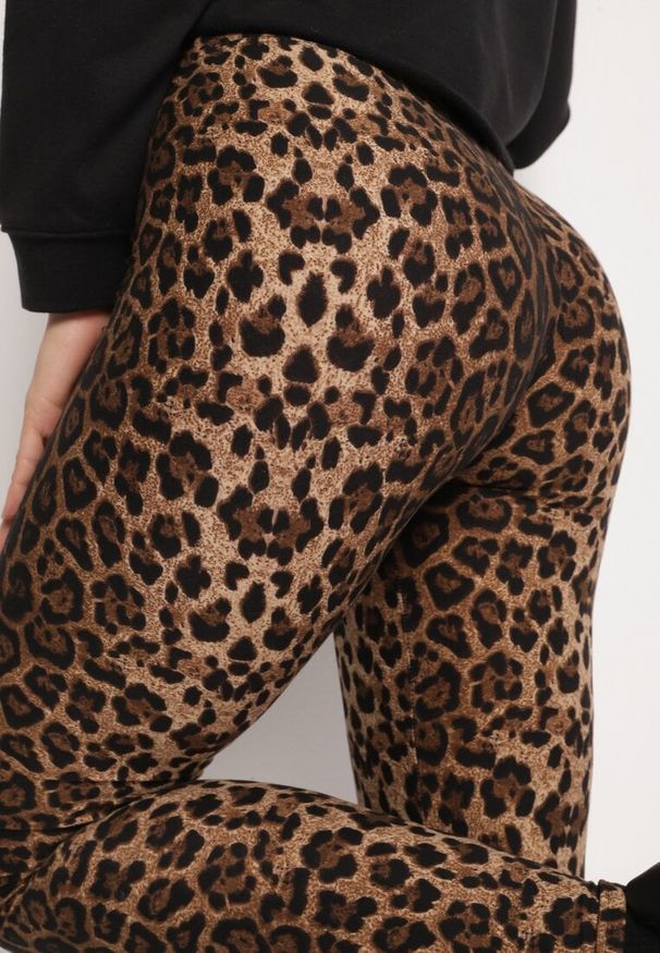 Born2be - Brązowe Panterkowe Wiskozowe Legginsy Vortina. Okazja: na co dzień, na imprezę. Kolor: brązowy. Materiał: wiskoza. Styl: casual, elegancki, klasyczny