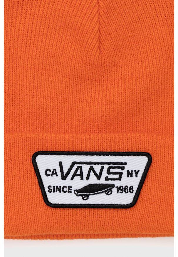 Vans Czapka kolor pomarańczowy z cienkiej dzianiny. Kolor: pomarańczowy. Materiał: dzianina