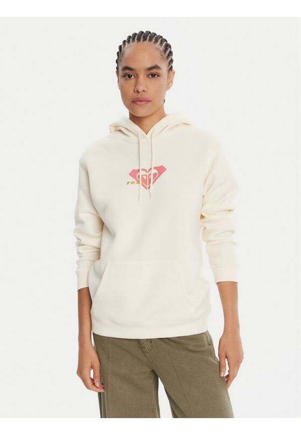 Roxy Bluza Surf Stoked Crew Brushed Vint ERJFT05018 Écru Regular Fit. Materiał: bawełna