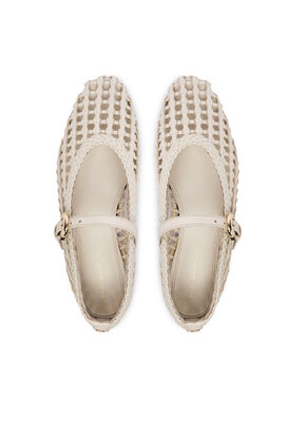 TOMMY HILFIGER - Tommy Hilfiger Baleriny Mary Jane Ballerinas FW0FW09244 Kremowy. Kolor: kremowy. Materiał: skóra