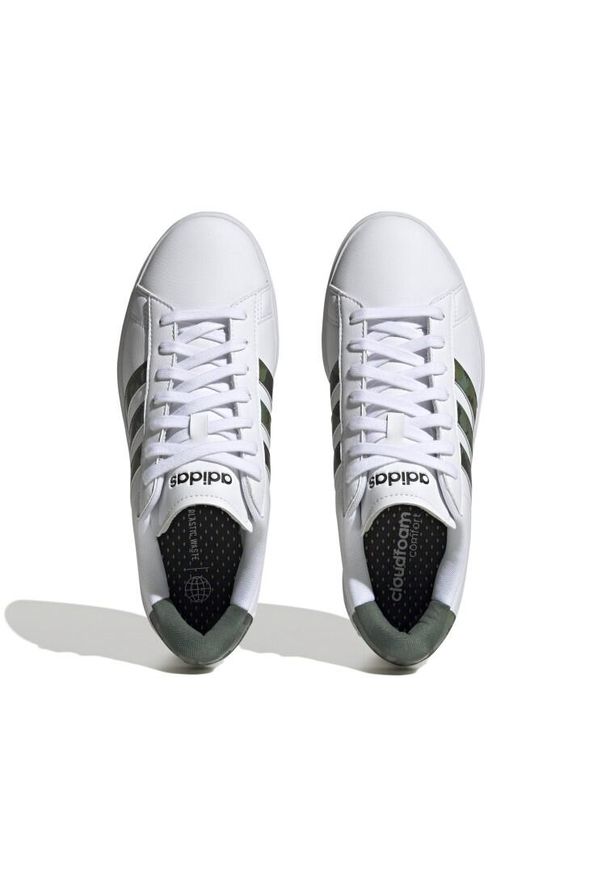 Adidas - Buty do chodzenia męskie adidas Grand Court Cloudfoam. Okazja: na co dzień. Zapięcie: pasek. Kolor: biały. Materiał: materiał. Model: Adidas Cloudfoam. Sport: turystyka piesza