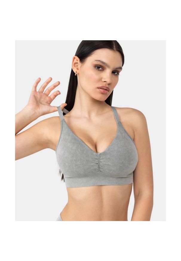 Biustonosz Carpatree Marble Story bezszwowy zielony. Kolor: zielony. Materiał: materiał. Sport: fitness, joga i pilates