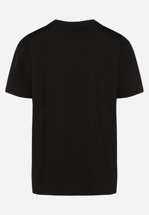 Born2be - Czarny Klasyczny T-shirt z Bawełny z Dużym Nadrukiem Gunelia. Okazja: na co dzień. Kolor: czarny. Materiał: bawełna. Wzór: nadruk. Styl: klasyczny