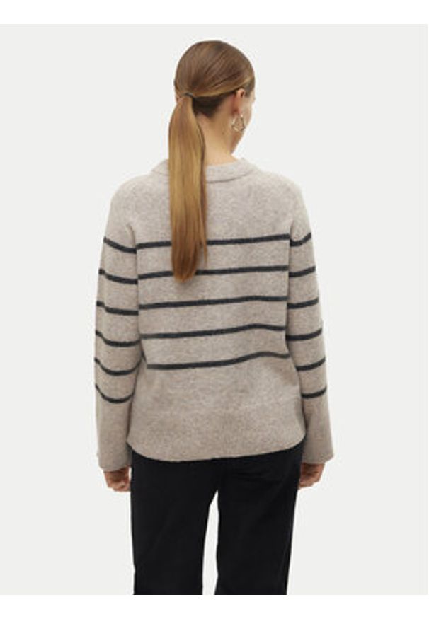 Vero Moda Sweter Flawless 10320487 Beżowy Loose Fit. Kolor: beżowy. Materiał: syntetyk