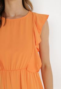 Born2be - Pomarańczowa Sukienka Klymamia. Kolor: pomarańczowy. Materiał: tkanina. Długość rękawa: bez rękawów. Wzór: gładki, jednolity. Styl: elegancki. Długość: midi #3