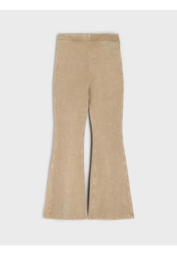 Sinsay - Legginsy flare z efektem sprania - beżowy. Kolor: beżowy