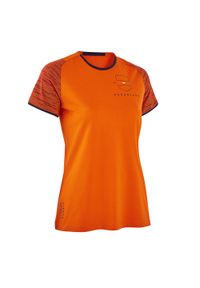 KIPSTA - Koszulka do piłki nożnej damska Kipsta FF100 Holandia. Kolor: pomarańczowy. Materiał: poliester, materiał, bawełna #1