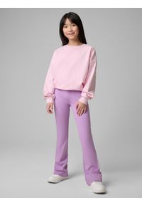 4f - 4F Legginsy dzianinowe dziewczęce - fioletowe 164 (13-14 lat). Okazja: na spacer, na co dzień. Stan: podwyższony. Kolor: fioletowy. Materiał: dzianina. Sezon: lato. Styl: casual #1