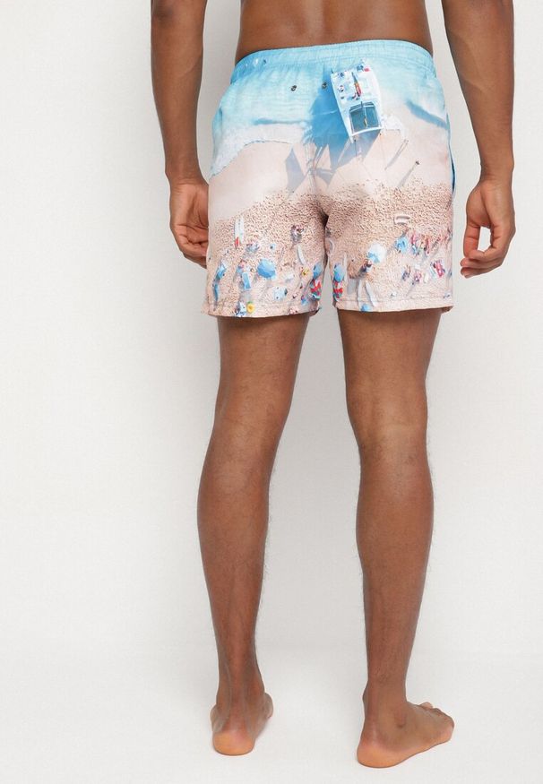 Born2be - Beżowe Kąpielówki ze Wzorem Palm Lillemea. Kolor: beżowy