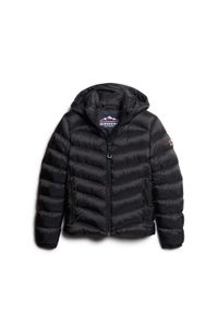 Damska kurtka z kapturem Superdry Fuji. Typ kołnierza: kaptur. Kolor: czarny. Materiał: puch. Długość rękawa: długi rękaw #1