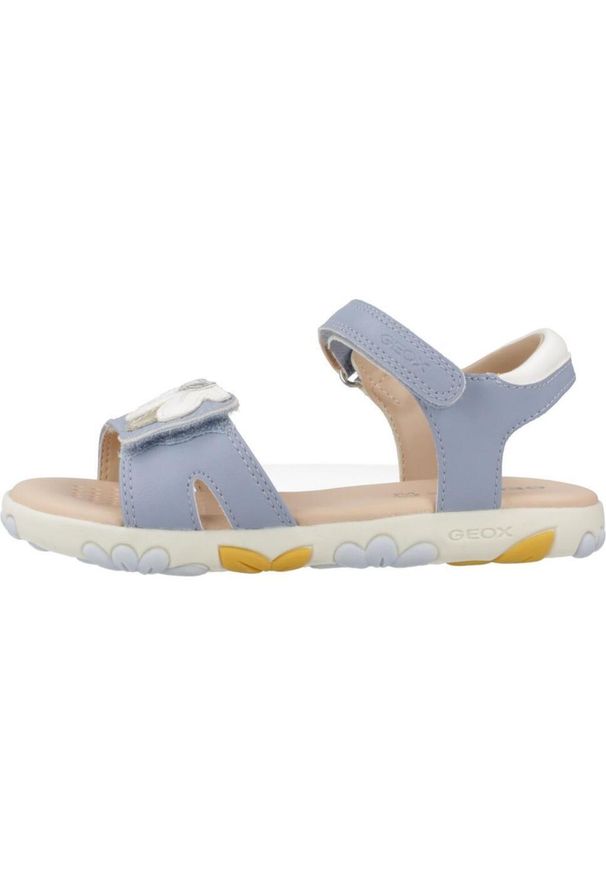 Sandały Geox Model J Sandal Haiti Girl Kolor Niebieski. Kolor: niebieski, wielokolorowy, biały. Materiał: syntetyk. Sezon: lato