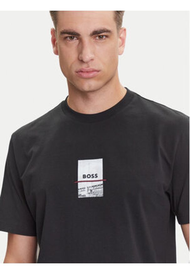 BOSS T-Shirt Photoprint 50545869 Czarny Relaxed Fit. Kolor: czarny. Materiał: bawełna