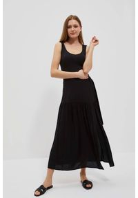 MOODO - Spódnica z rozcięciemi wiązaniem czarna. Kolor: czarny. Materiał: wiskoza #1