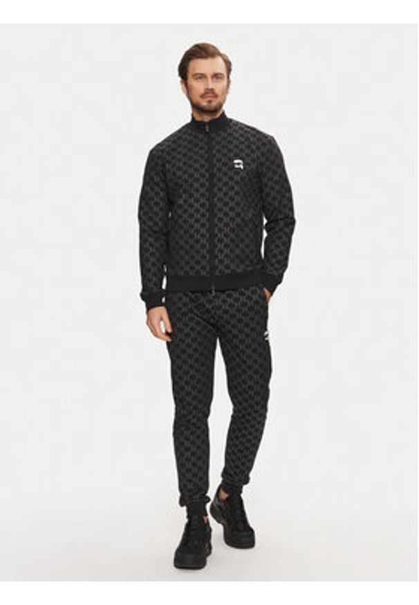 Karl Lagerfeld - KARL LAGERFELD Bluza 705077 551951 Czarny Regular Fit. Typ kołnierza: dekolt w karo. Kolor: czarny. Materiał: bawełna