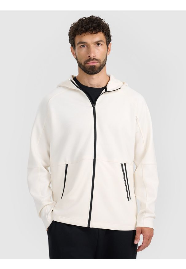 4f - 4F Bluza dresowa rozpinana z kapturem męska - biała XXL. Typ kołnierza: kaptur. Kolor: biały. Materiał: dresówka